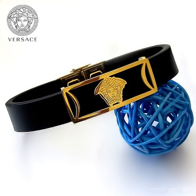 دستبند چرم و استیل طرح Versace